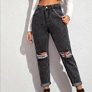 Distressed mom jeans